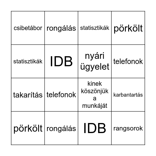 Értekezlet bingo Card