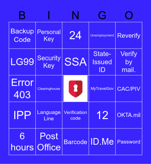 LOGIN.GOV Bingo Card