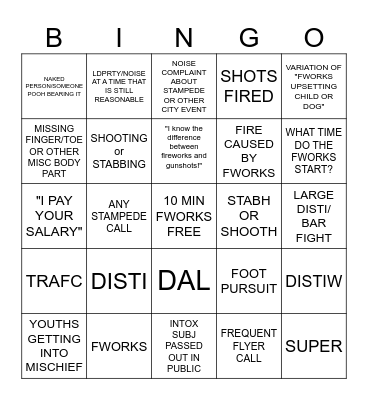 DISPATCH 4TH OF JULY BINGO Card