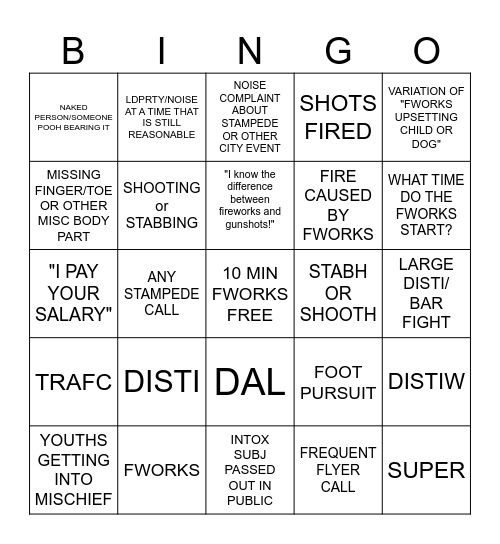 DISPATCH 4TH OF JULY BINGO Card