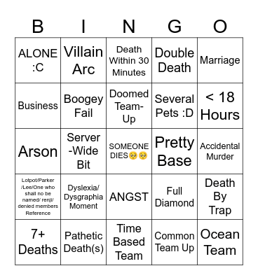 DOOMED LIFE SESSION 1 Bingo Card