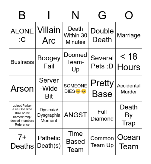 DOOMED LIFE SESSION 1 Bingo Card