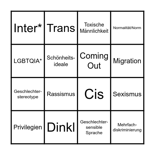 Dinkl Bingo Card