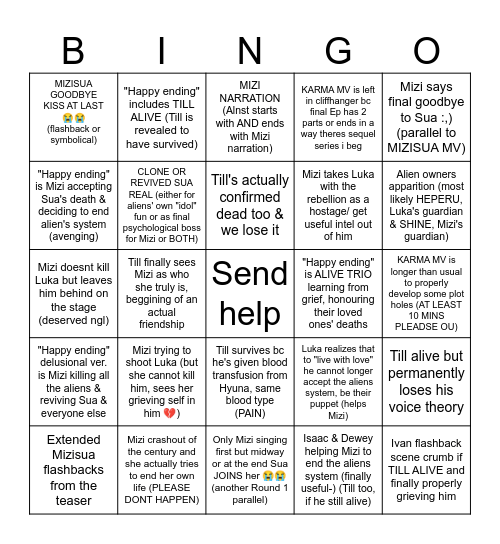 KARMA MV predictions Bingo Card