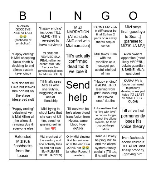 KARMA MV predictions Bingo Card