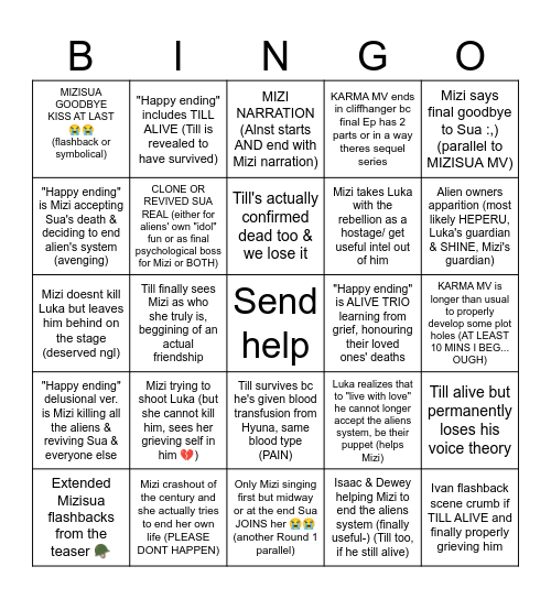 KARMA MV predictions Bingo Card