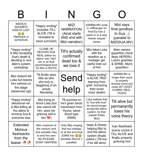 KARMA MV predictions Bingo Card