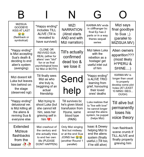 KARMA MV predictions Bingo Card