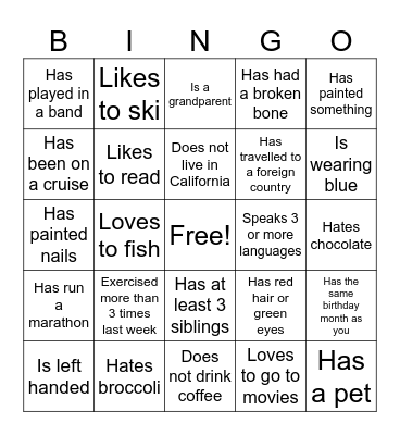 Saechao Family Bingo Card