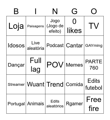 TIKTOK BINGO Card