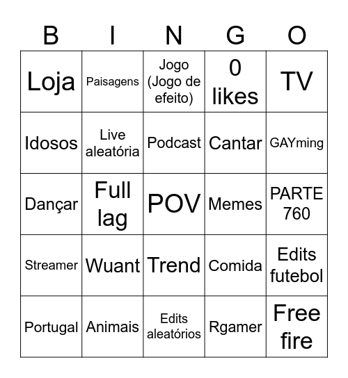 TIKTOK BINGO Card