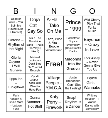 GT Disco Bingo! Bingo Card
