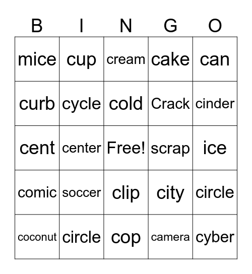 SOFT OR HARD c Bingo Card
