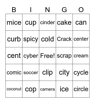 SOFT OR HARD c Bingo Card
