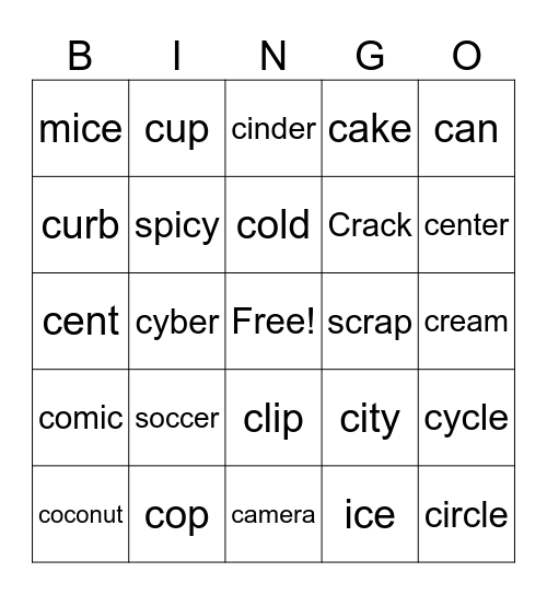 SOFT OR HARD c Bingo Card