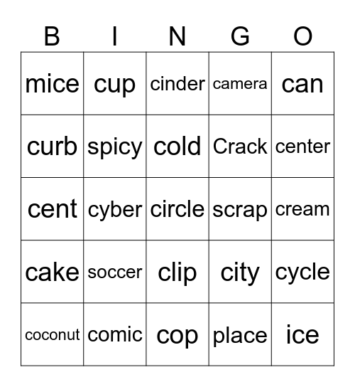 SOFT OR HARD c Bingo Card