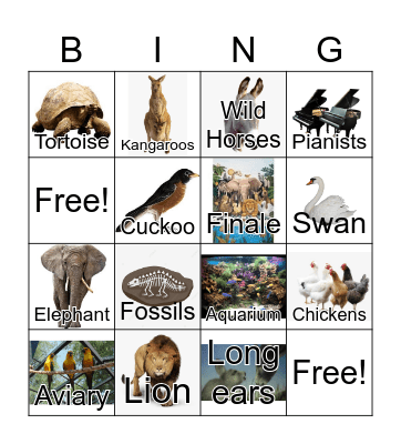 Carnival of the Animals Bingo Card