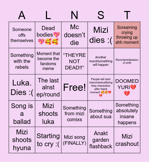 Karma alnst Bingo Card
