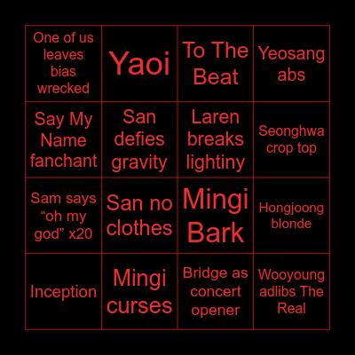 ATEEZ IN YOUR FANTASY BINGO! Bingo Card