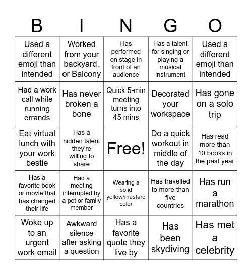 Untitled Bingo Card
