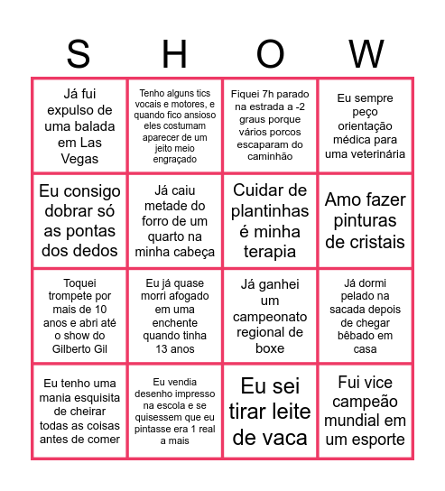 Bingo dos Netshowmers Bingo Card