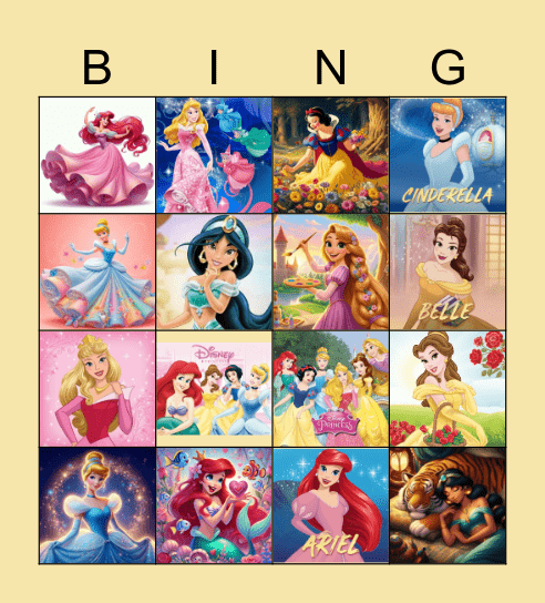 Disney Princesses Bingo Card