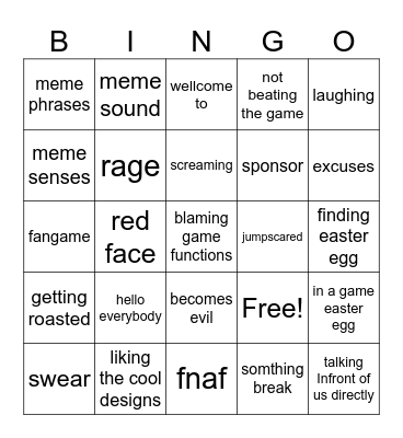 markiplier Bingo Card