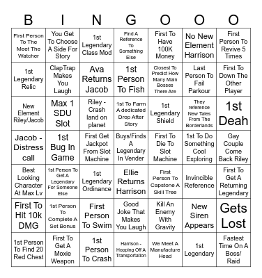 Borderlands 4 Bingo Card