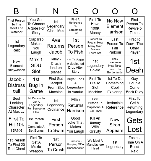 Borderlands 4 Bingo Card