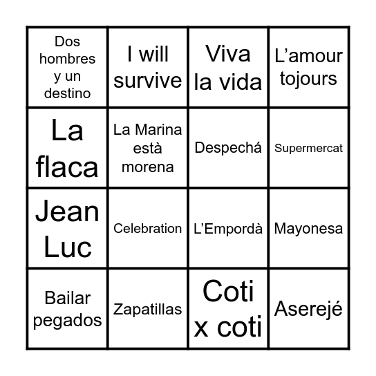 GRAN QUINA MUSICAL Bingo Card
