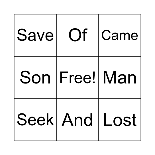 Luke 19:10 Bingo Card