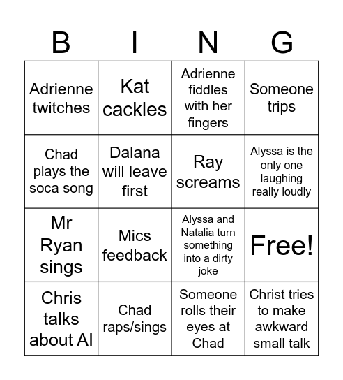 Last Day Bingo Card