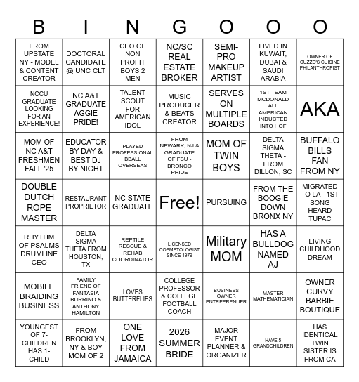 Network 2 Network Bingo Card