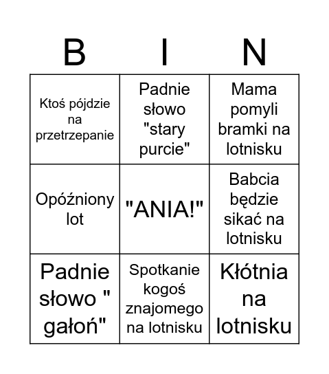 Wakacje Turcja Bingo Card