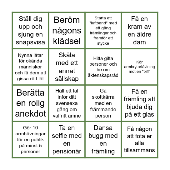 ROLLES SVENSEXA Bingo Card