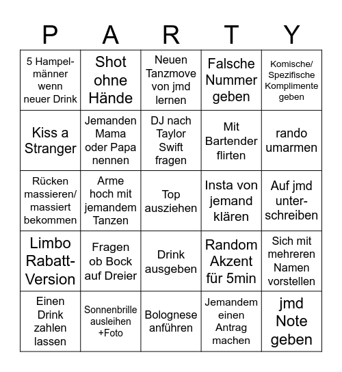 Halbzeitfest 2025 Bingo Card