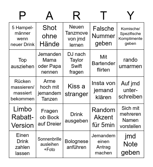 Halbzeitfest 2025 Bingo Card