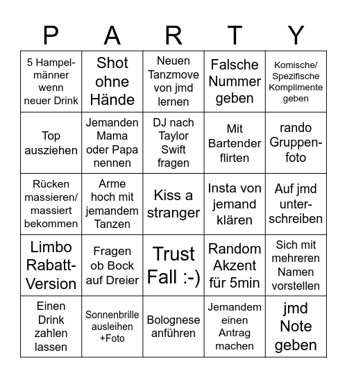Halbzeitfest 2025 Bingo Card