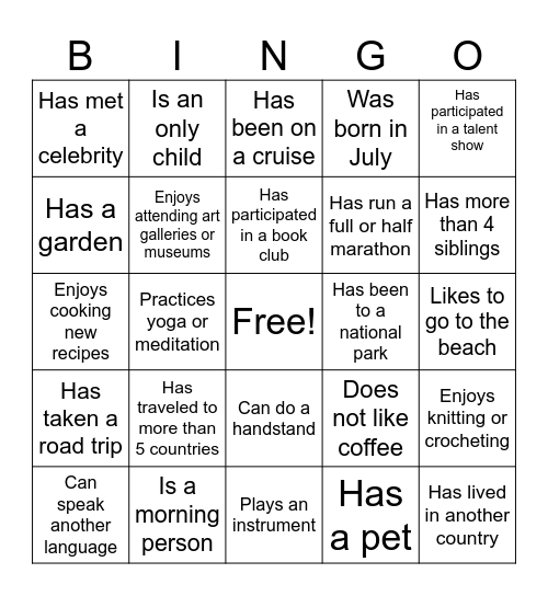 IAD Bingo Card