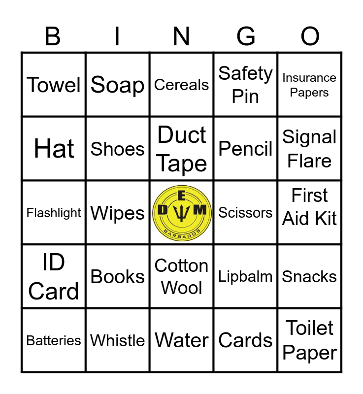 DEPARTMENT OF EMERGENCY MANAGEMENT Bingo Card