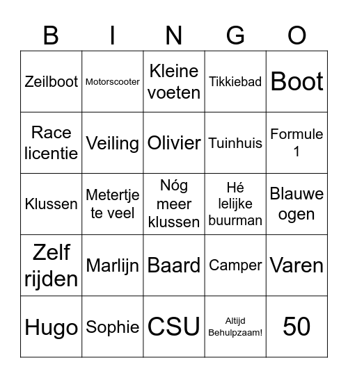 Bas Bingo Card