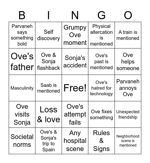 A Man Called Ove- Discussion BINGO Card