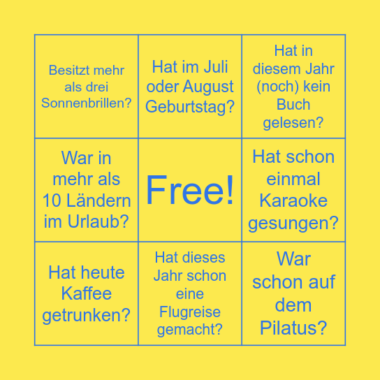 Sommer-Event-Bingo Card