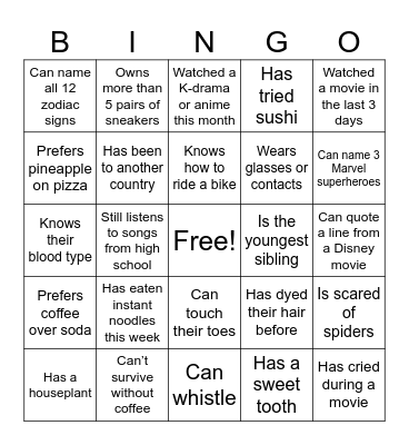 Untitled Bingo Card