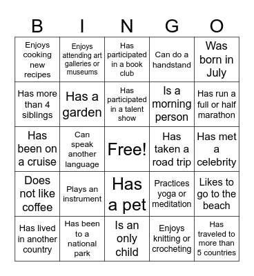 IAD Bingo Card
