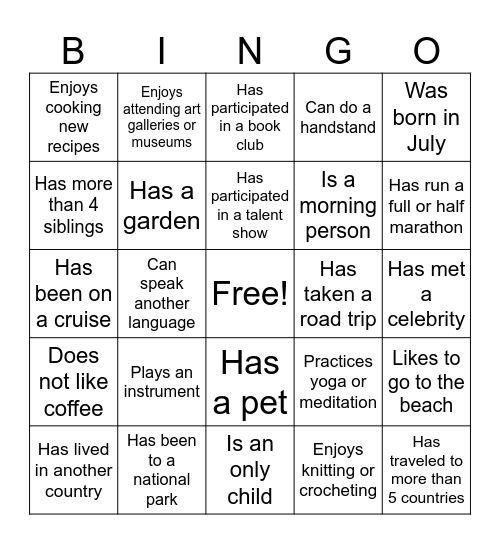 IAD Bingo Card