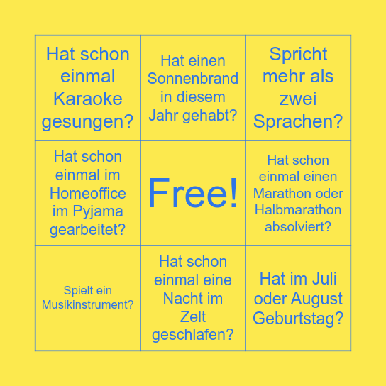 Sommer-Event-Bingo Card