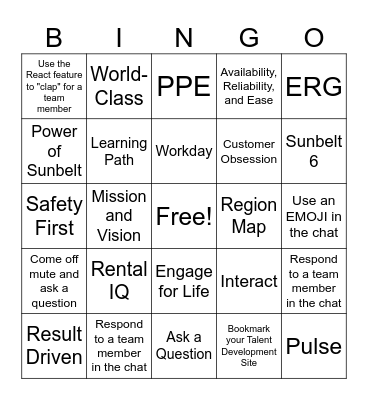 Welcome to SBR Bingo Card