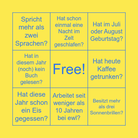 Sommer-Event-Bingo Card