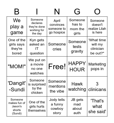 Office Bingo Card